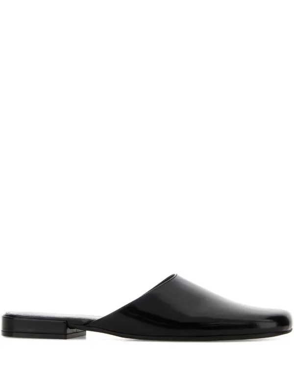 The Row Penelope Leather Mules in Black