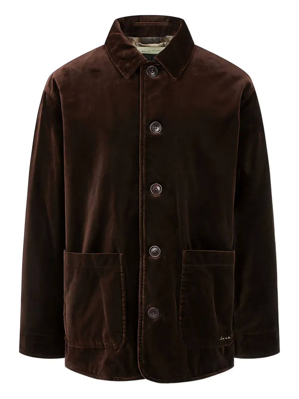 Man On The Boon. velvet button-up overshirt | Brown | Image 1