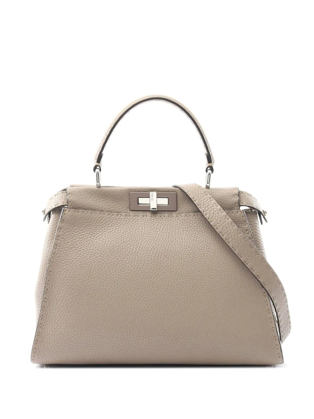 Pre-owned Fendi 2000-2010 Medium Leather Selleria Peekaboo Iconic Satchel In Brown