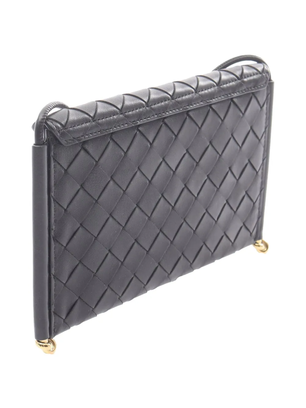 Pre-owned Bottega Veneta 2012-2025 Calfskin Intrecciato Solstice Phone Pouch Crossbody Bag In Black