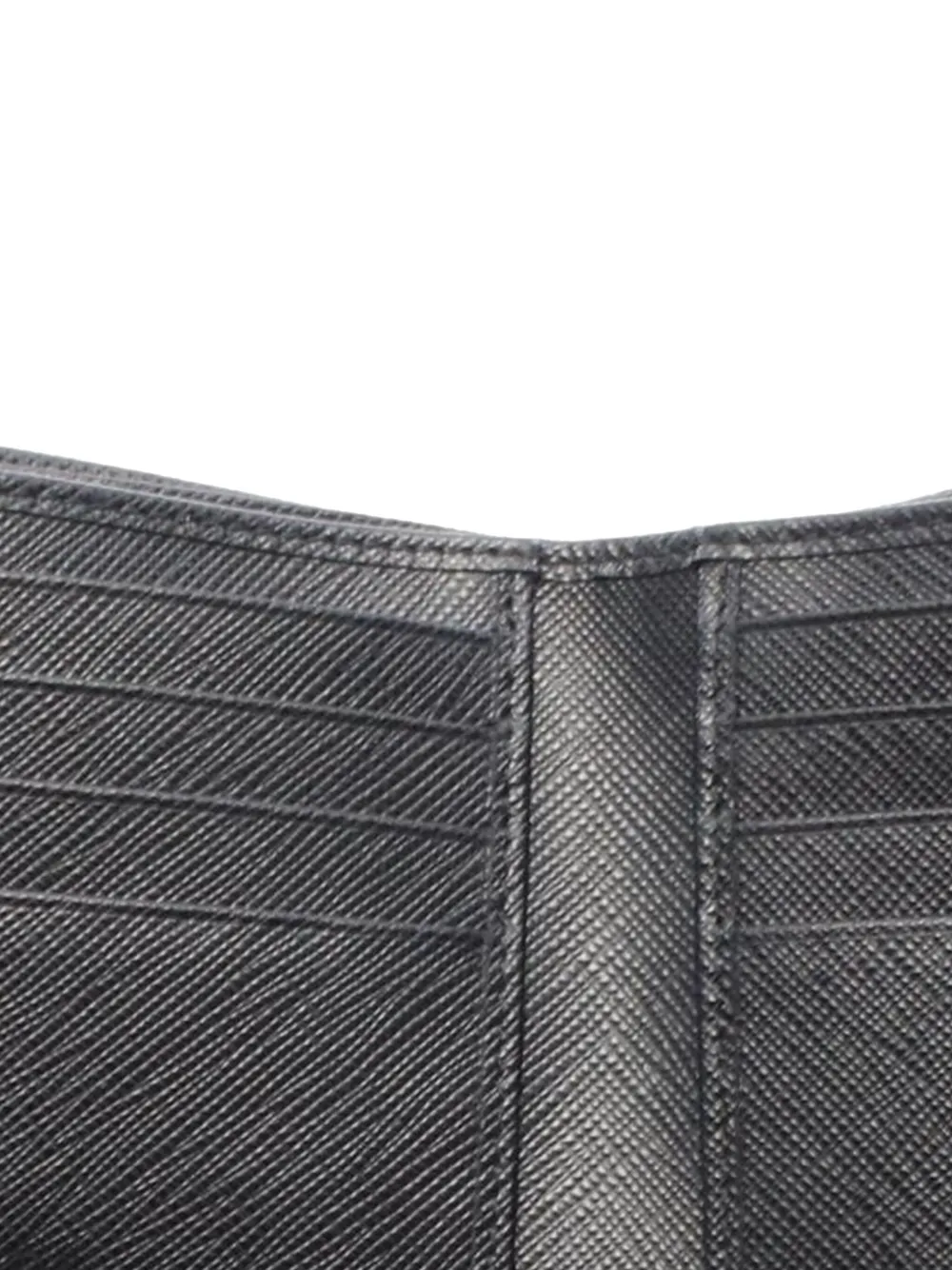 Pre-owned Prada 2013-2025 Saffiano-trimmed Tessuto Logo Bifold Wallet Long Wallets In Black