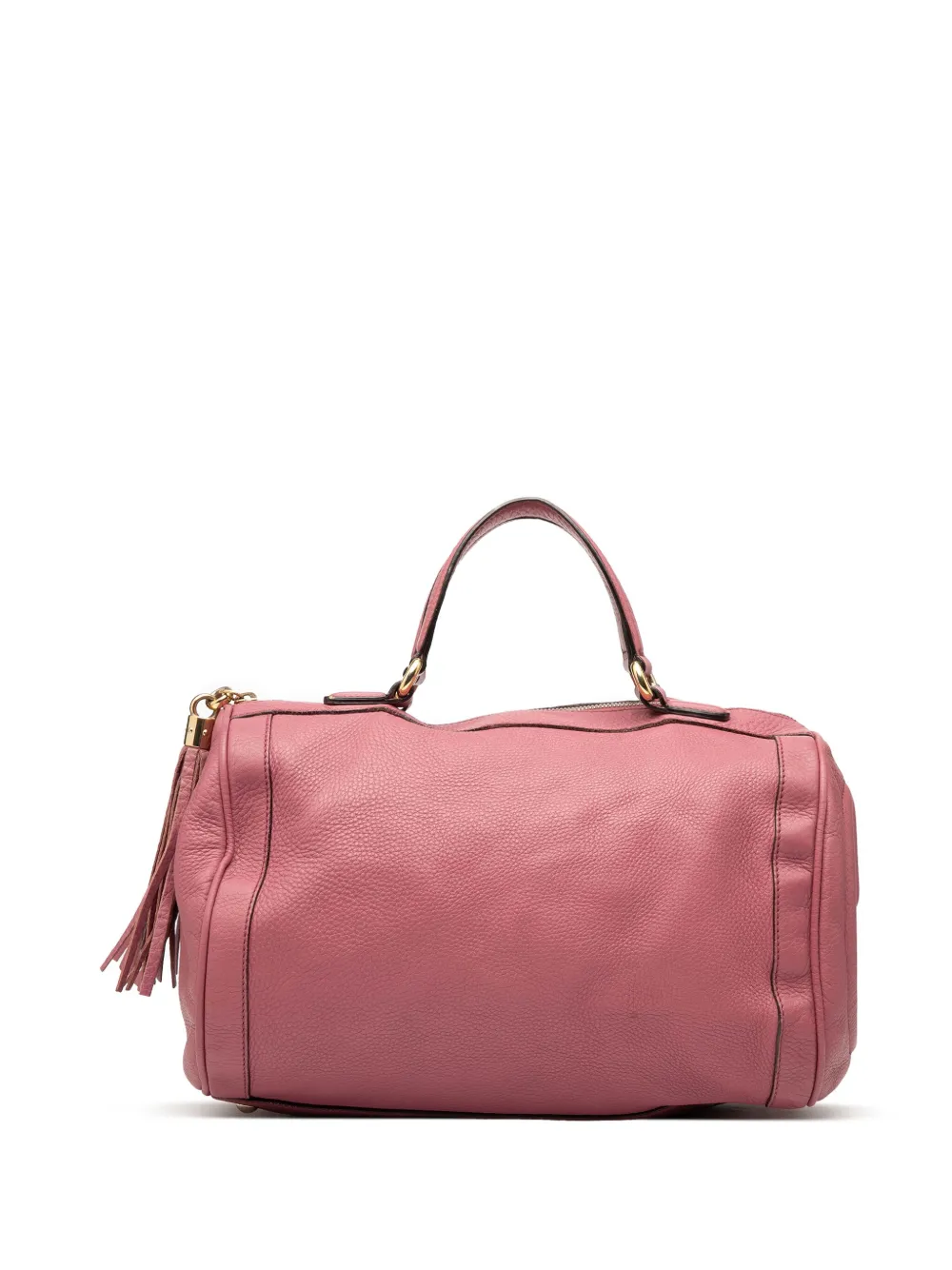 Pre-owned Gucci 2000-2015 Medium Pebbled Calfskin Soho Boston Bag In Pink