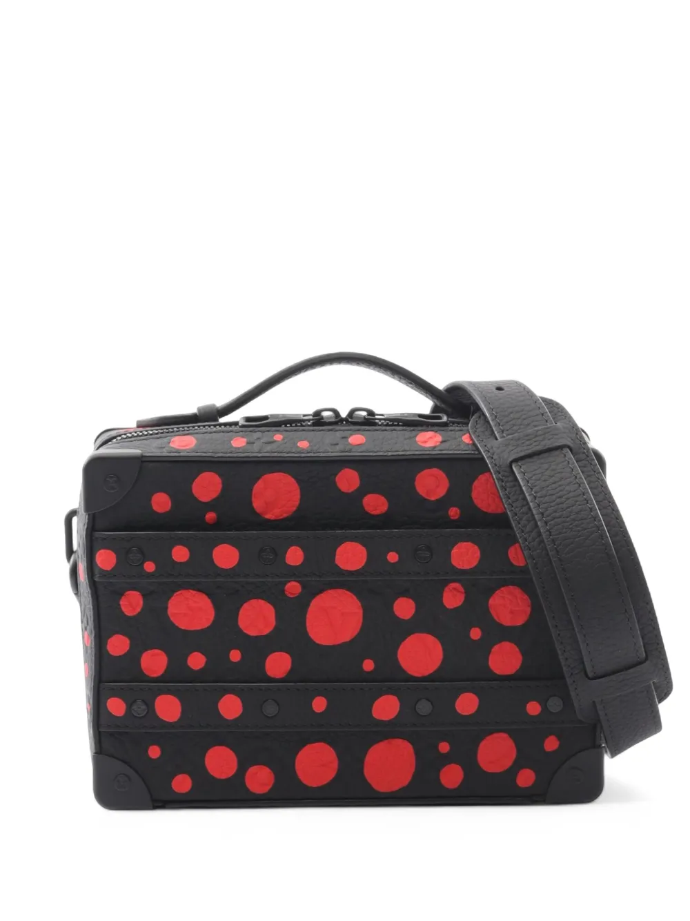 Pre-owned Louis Vuitton 2021-2025 Yayoi Kusama Monogram Taurillon Handle Soft Trunk Satchel In Black