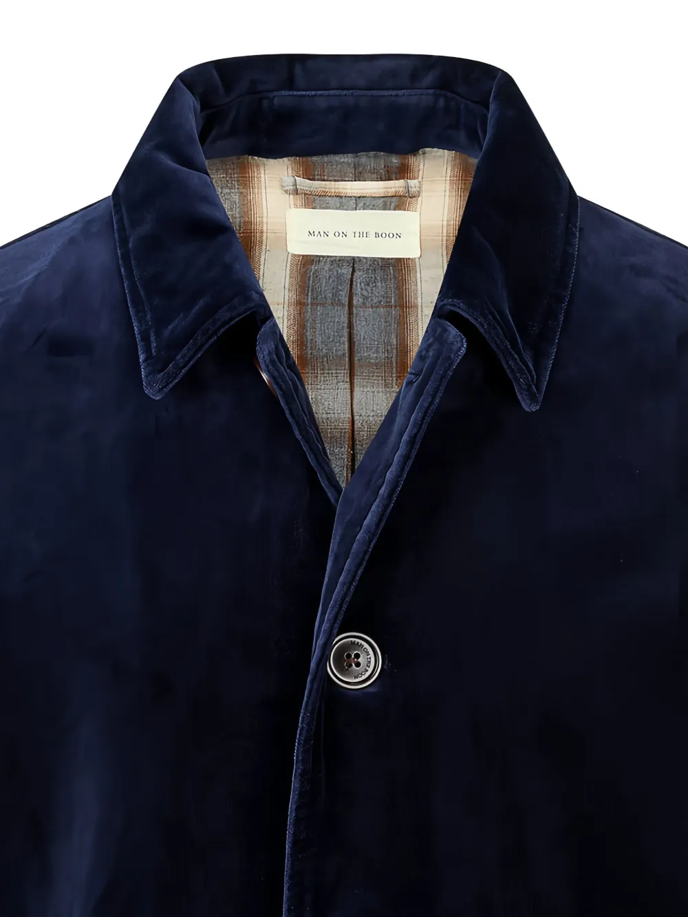 Man On The Boon. Velvet Button-up Jacket In Blue