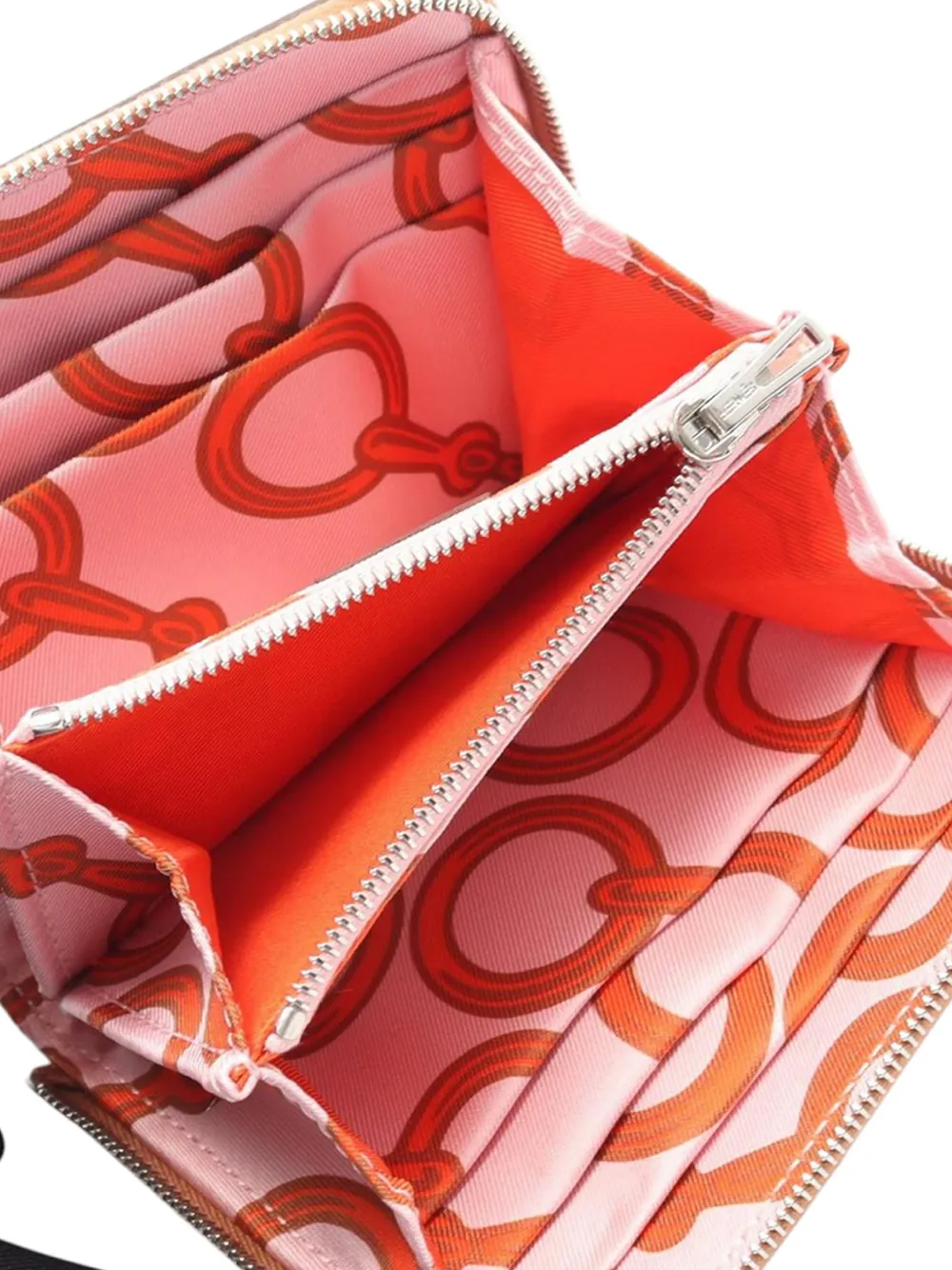 HERMES Pre-owned 2023 Leather Silk Azap Zip Compact Wallet Small Wallets In Brown