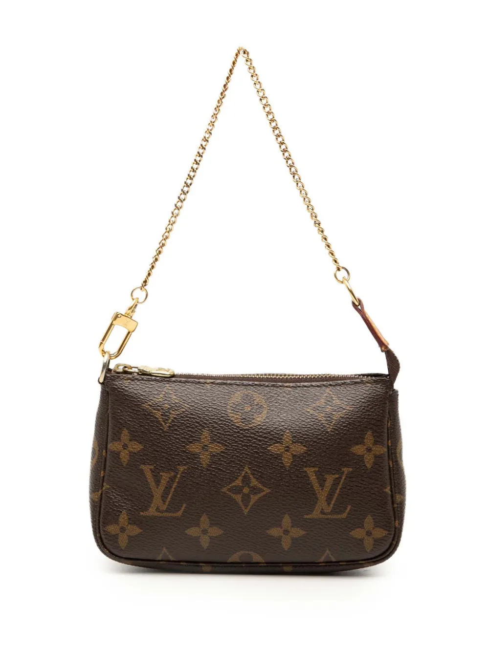 Pre-owned Louis Vuitton 2014 Monogram Mini Pochette Accessoires Handbag In Brown