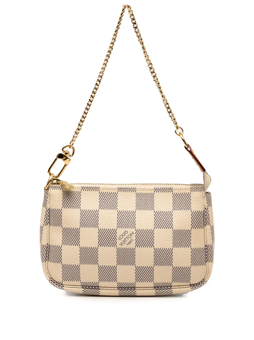 Pre-owned Louis Vuitton 2012 Damier Azur Mini Pochette Accessoires Handbag In White