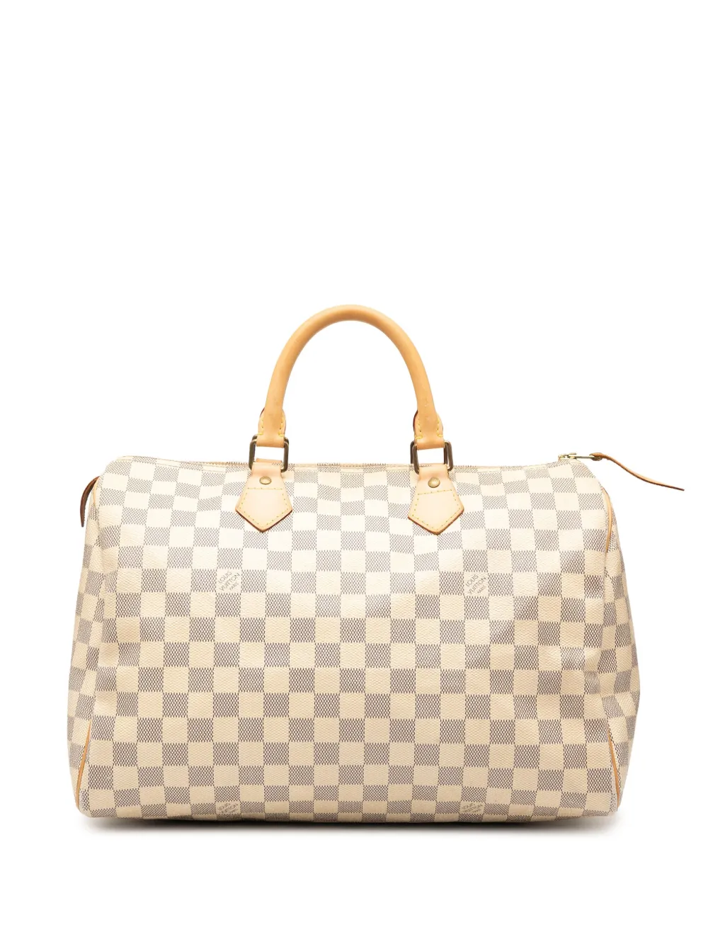 Pre-owned Louis Vuitton 2011 Damier Azur Speedy 35 Boston Bag In White