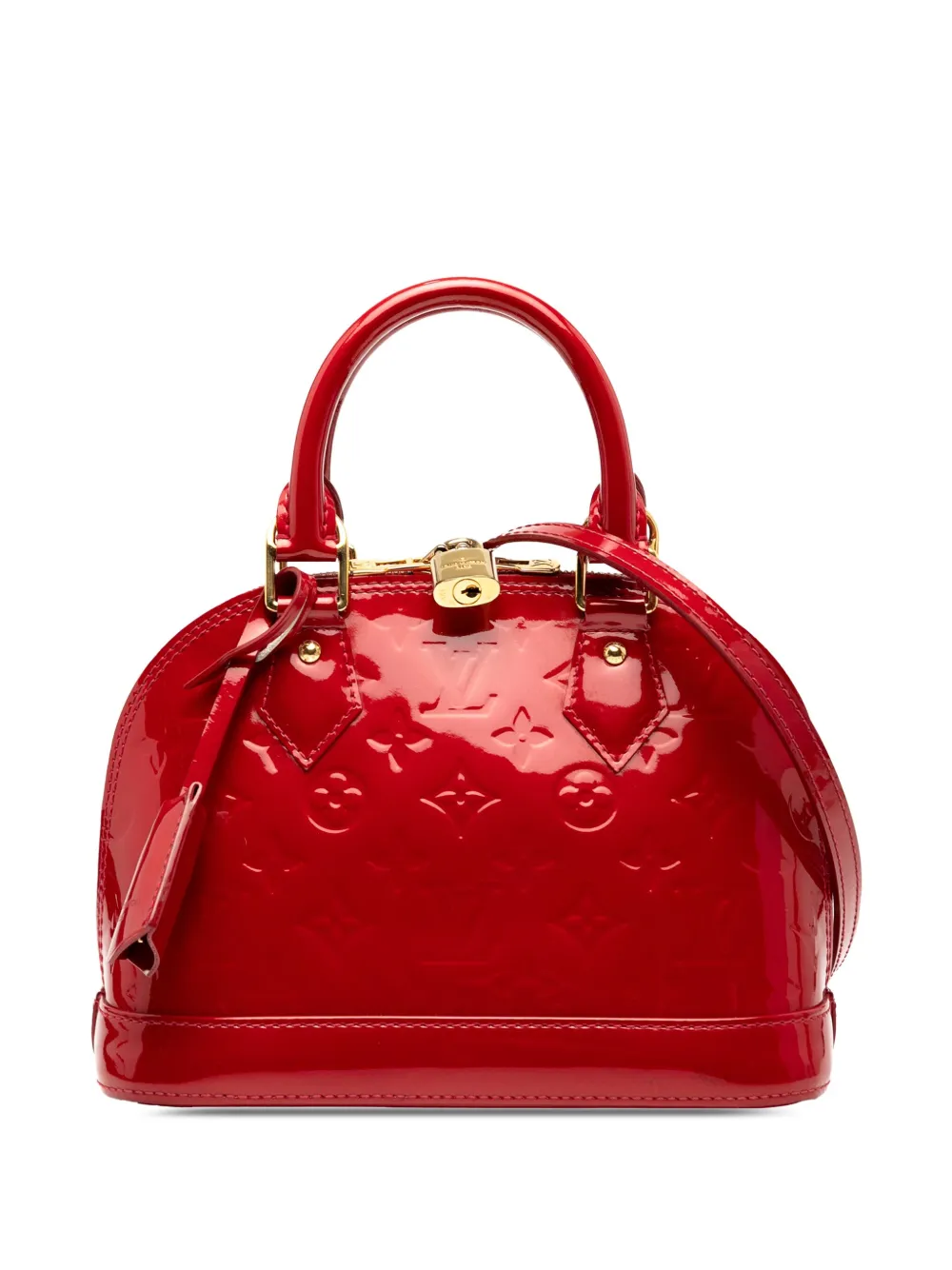 Pre-owned Louis Vuitton 2013 Monogram Vernis Alma Bb Satchel In Red