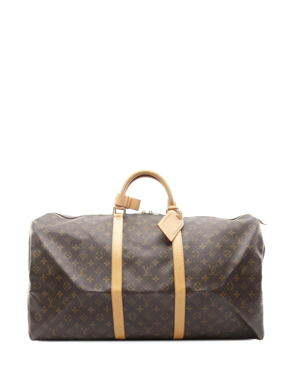 Pre-owned Louis Vuitton 1999 Monogram Keepall 60 Travel Bag In Brown
