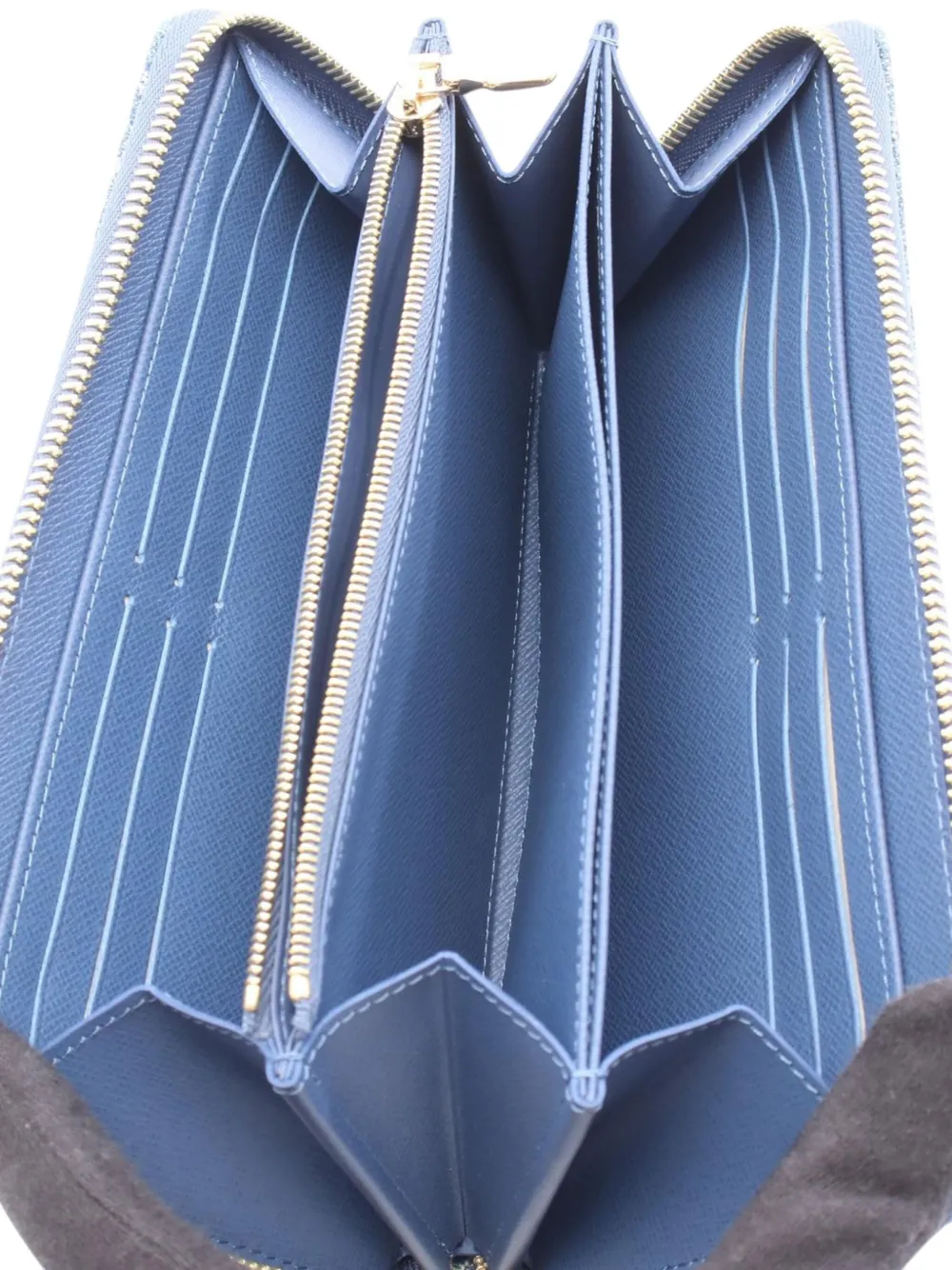 Pre-owned Louis Vuitton 2021-2025 Takashi Murakami Monogram Denim Cherry Zippy Wallet Long Wallets In Blue