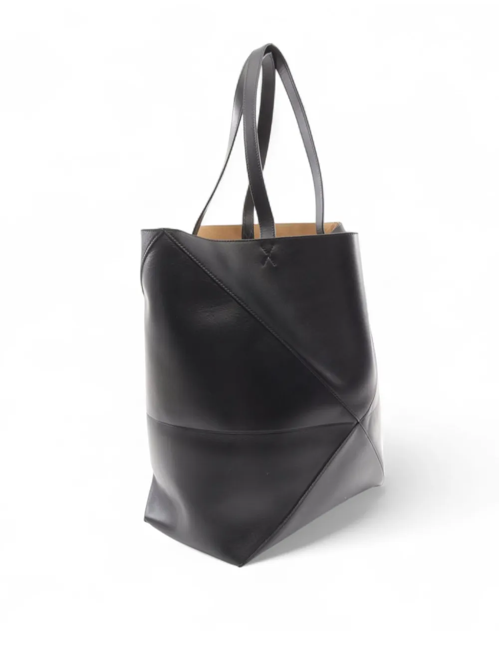 Pre-owned Loewe 2010-2025 Large Calfskin Puzzle Fold Tote Bag In Black