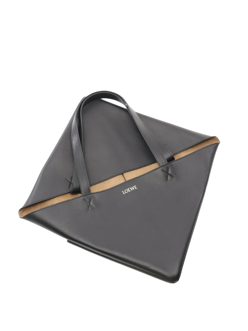 Pre-owned Loewe 2010-2025 Large Calfskin Puzzle Fold Tote Bag In Black