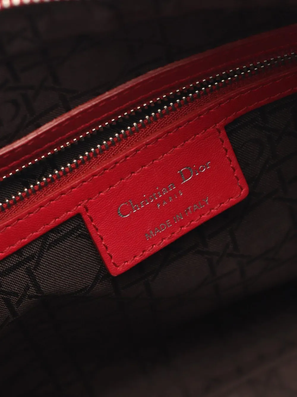 DIOR Pre-owned 2010-2025 Large Lambskin Cannage Lady Satchel In Red