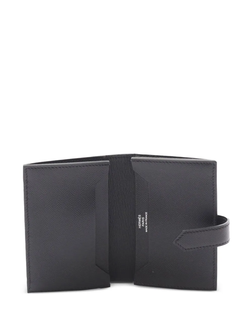 Pre-owned Hermes 2025 Epsom Bearn Card Holder In Black