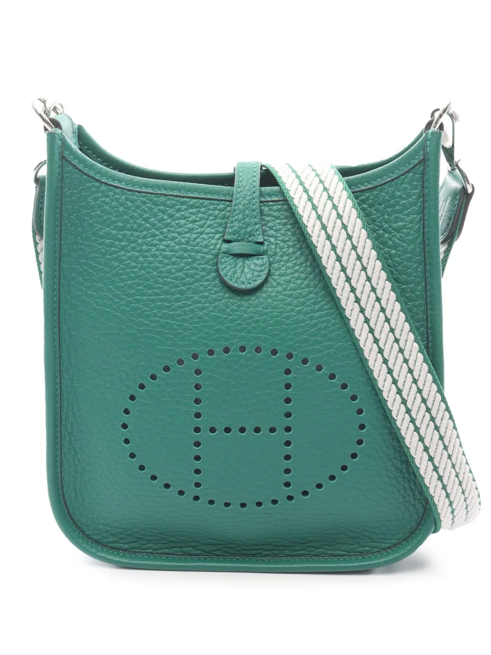 Pre-owned Hermes 2024 Clemence Evelyne Amazone Tpm Crossbody Bag In Green