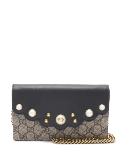 Gucci Pre-Owned 2000-2015 GG Supreme Peony Pearly Wallet On Chain crossbody bag