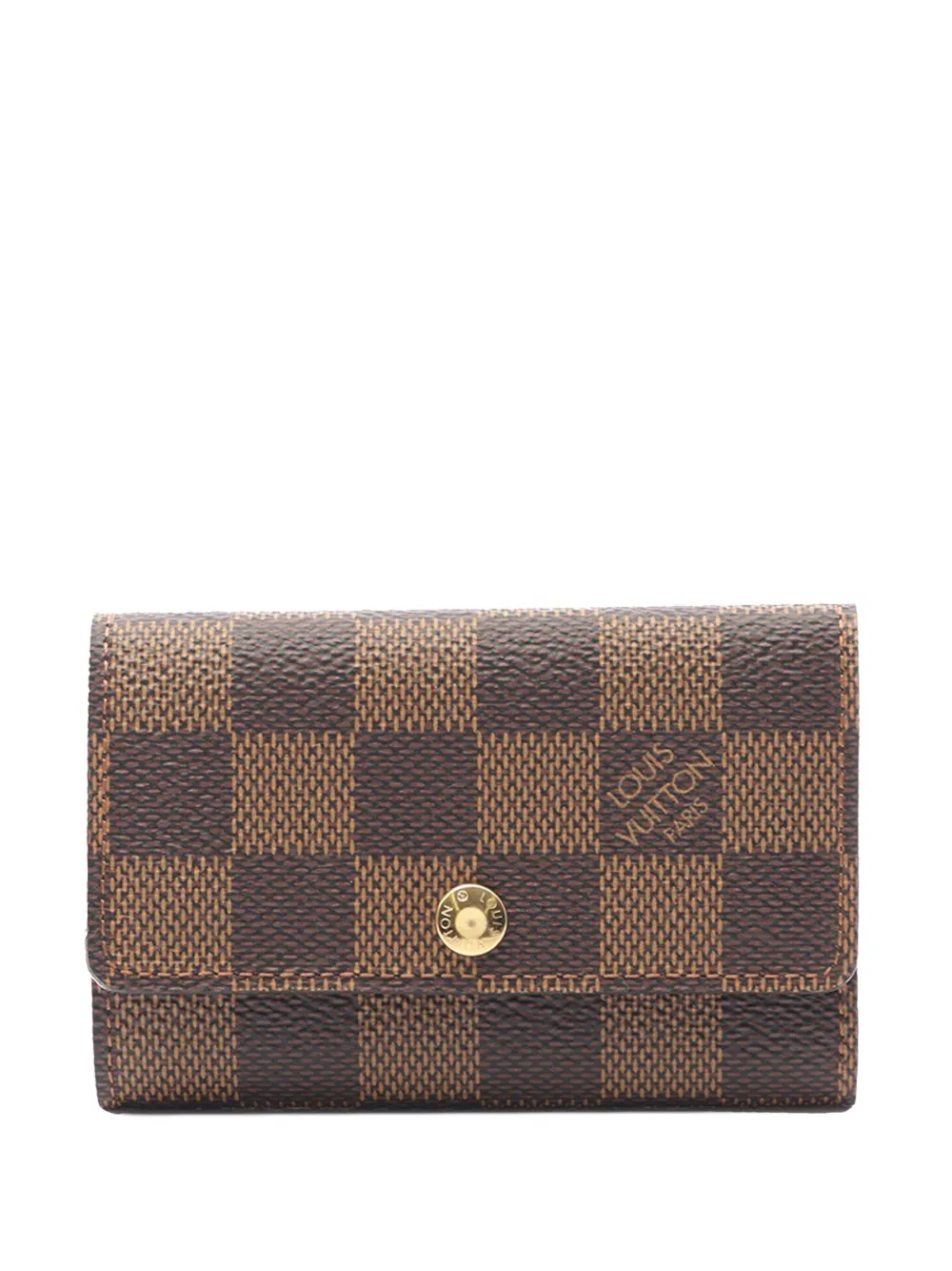 Pre-owned Louis Vuitton 2016 Damier Ebene 6 Key Holder In Brown