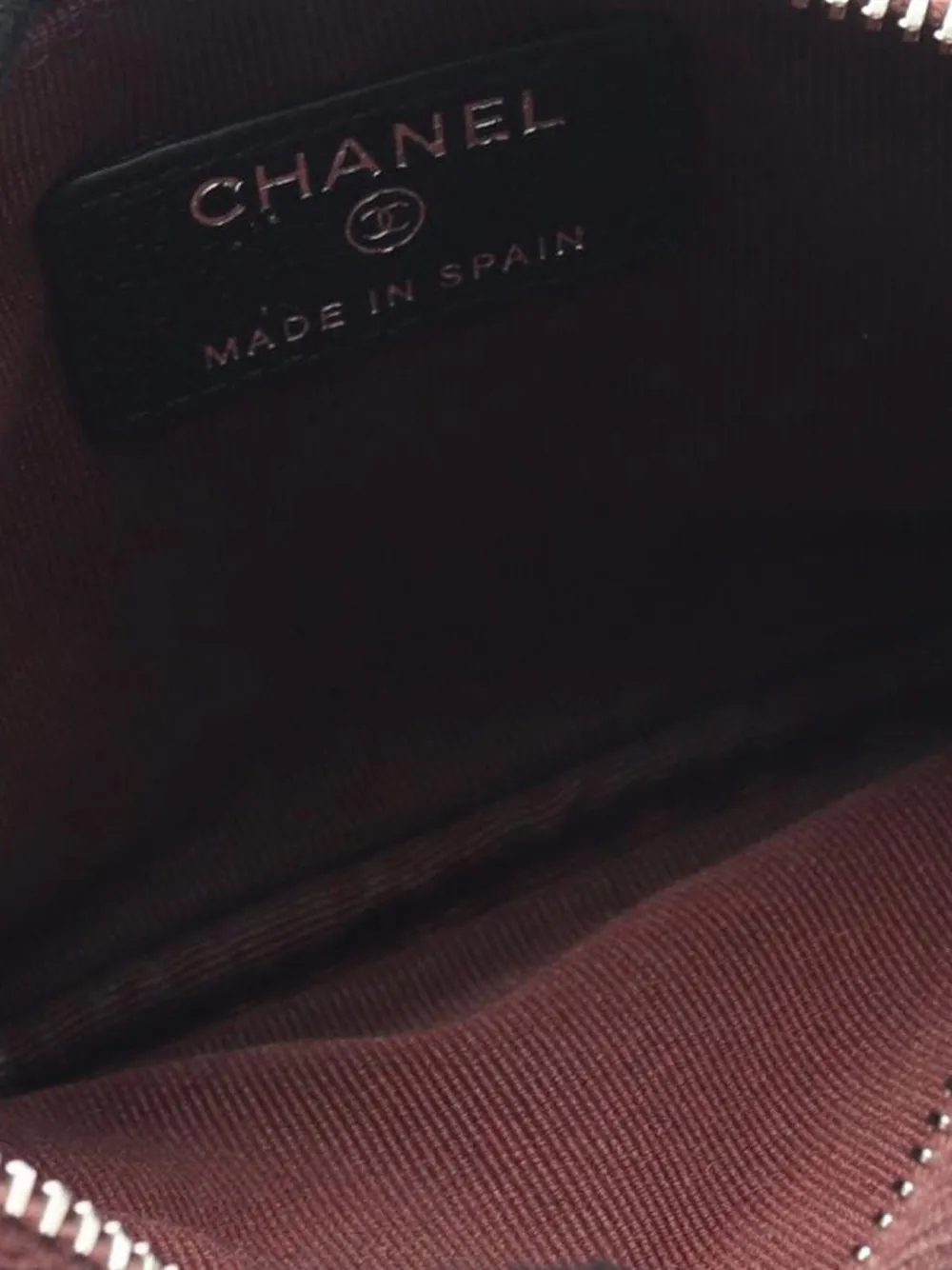 Pre-owned Chanel 2021-2025 Cc Quilted Caviar Coin Pouch In Black