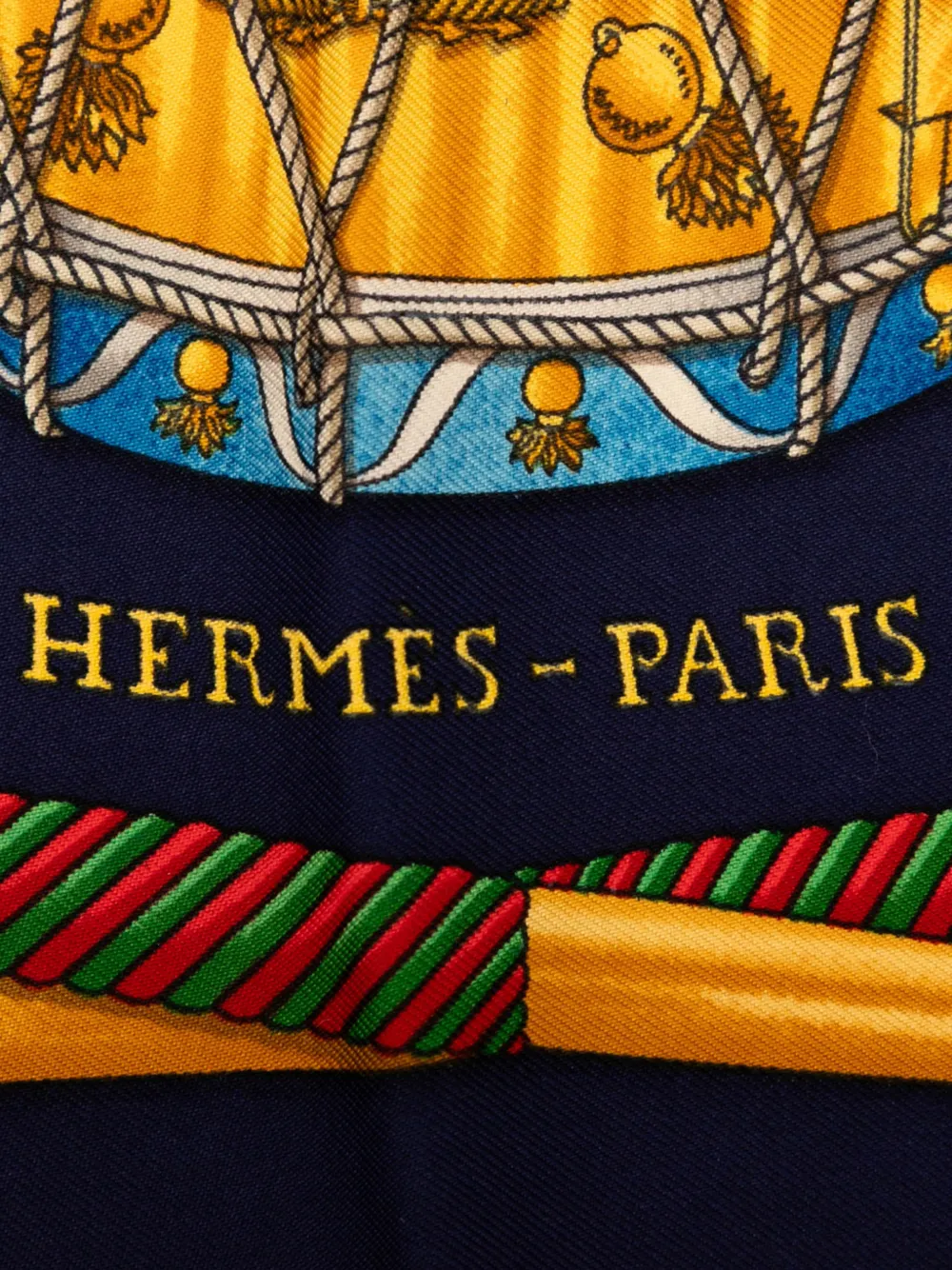 HERMES Pre-owned 20th Century Les Tambours Silk Scarf 90 Scarves In Blue