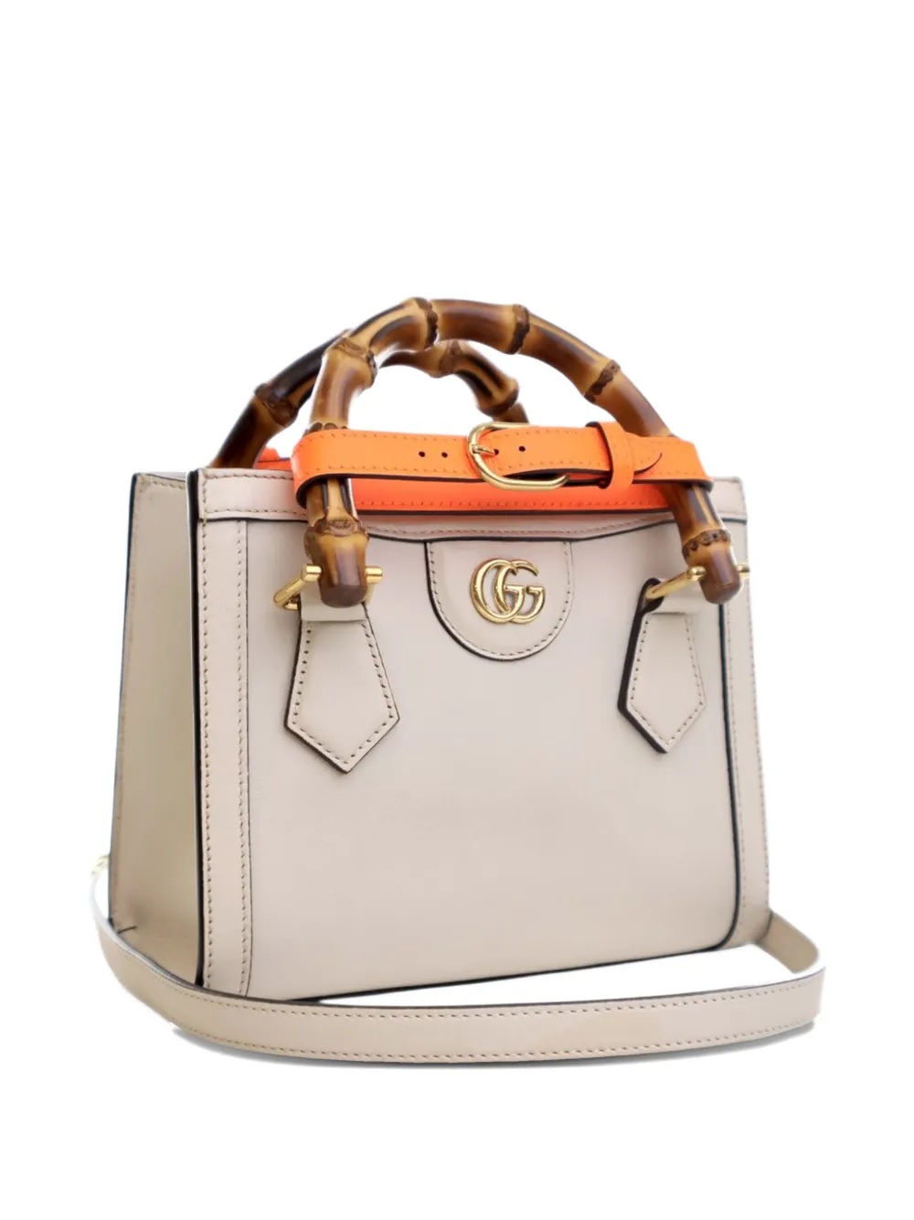 GUCCI Pre-owned 2016-2025 Mini Calfskin Bamboo Diana Satchel In White