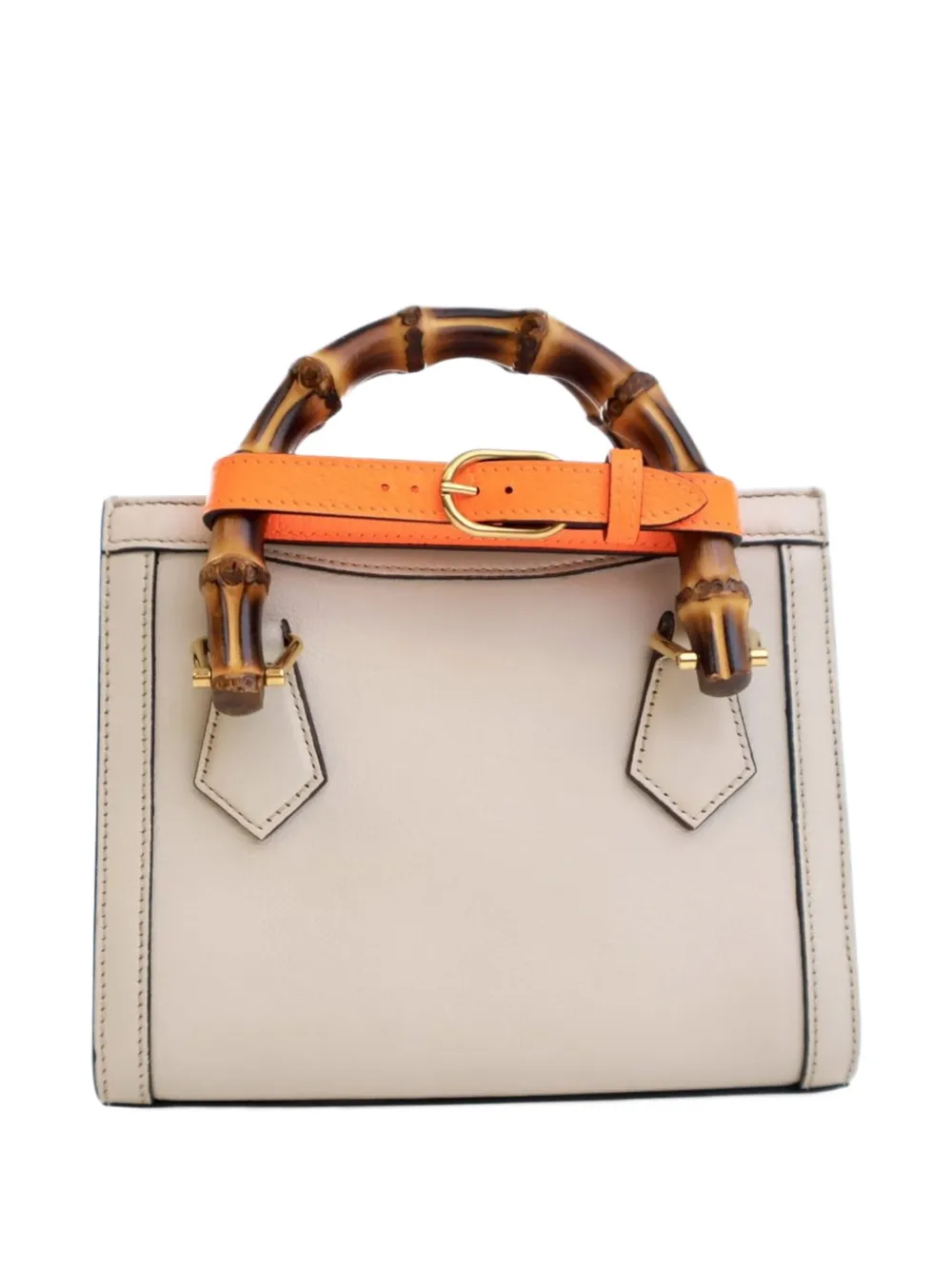 Pre-owned Gucci 2016-2025 Mini Calfskin Bamboo Diana Satchel In White