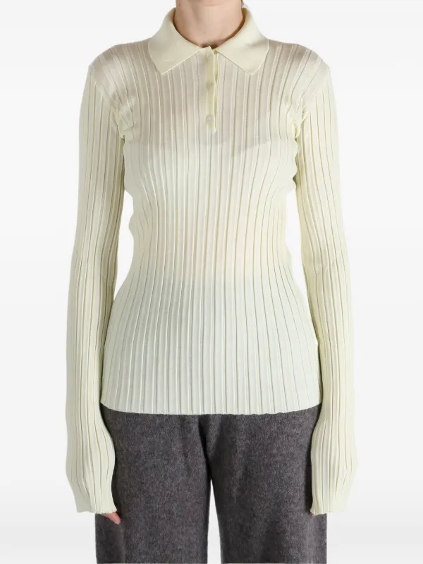 Calvin Klein Ribbed Polo Shirt in Neutrals