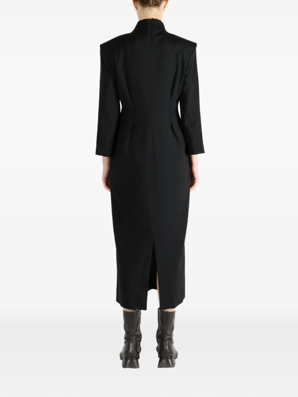 Calvin Klein high-neck three-quarter sleeve dress Zwart