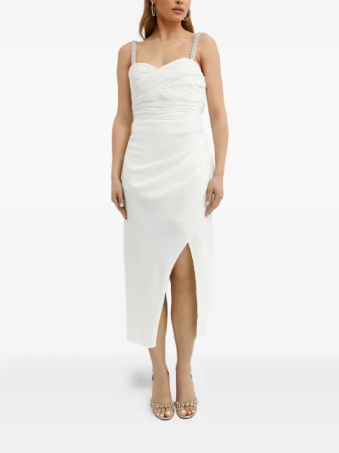 Self-Portrait crystal-embellished slit midi dress