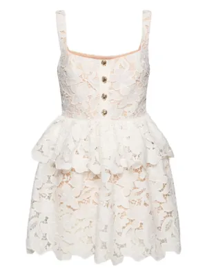 Self-Portrait Lace Mini Dress - White