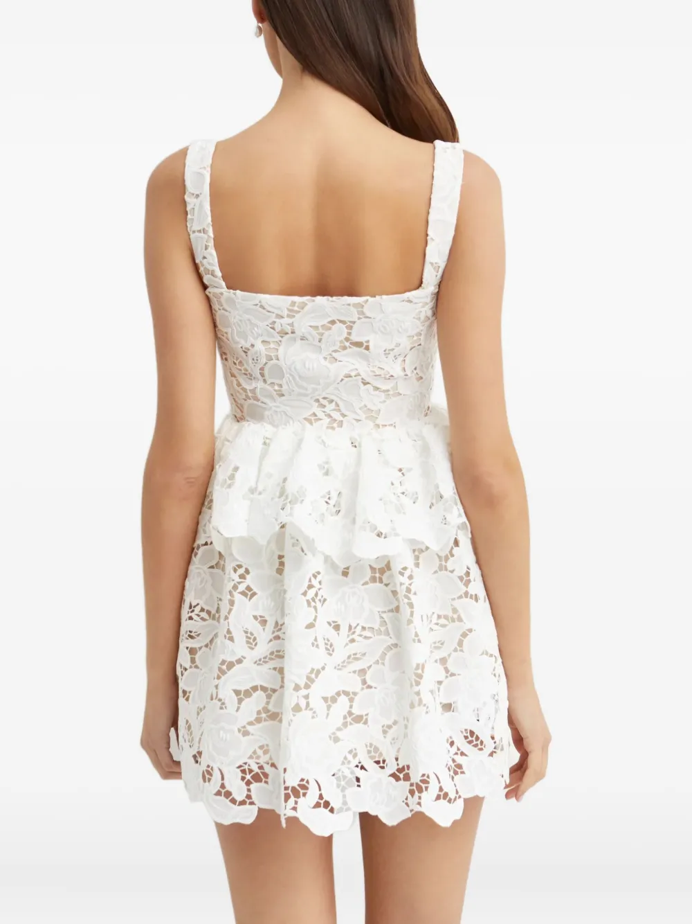 Self-portrait Frill Button-detail Mini Dress In White