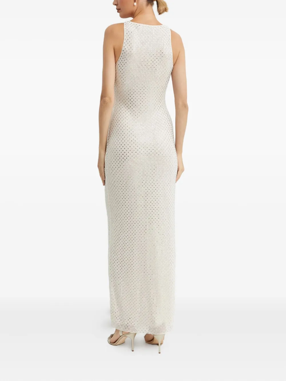 Self-portrait Crystal-embellished Maxi Dress In White