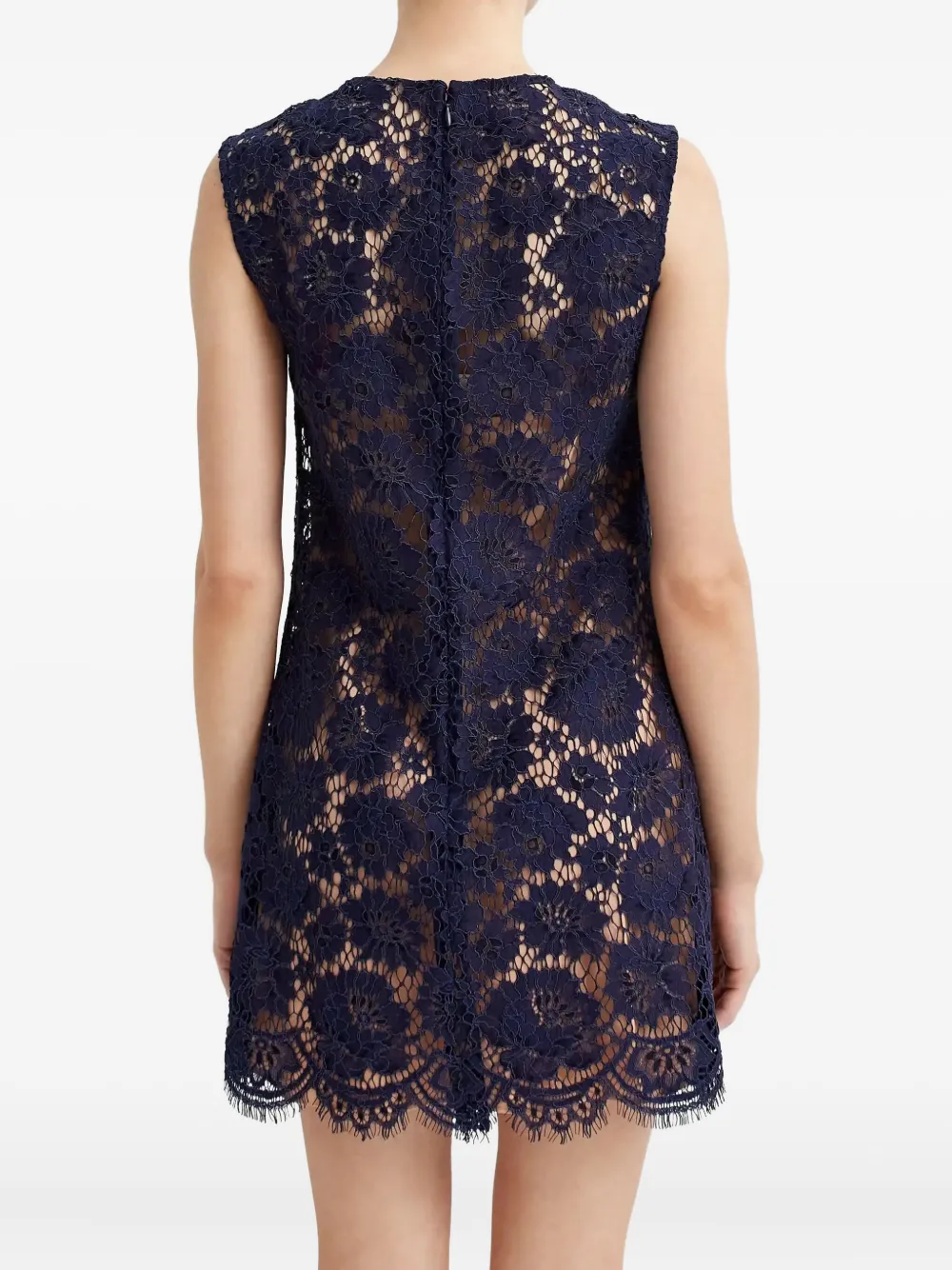 Self-portrait Flower-button Lace Mini Dress In Blue