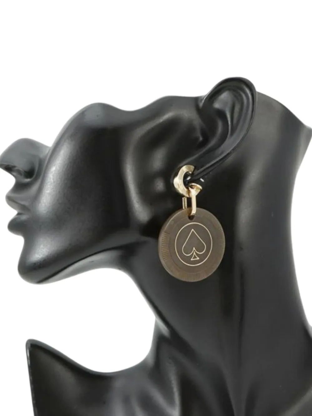 Pre-owned Hermes 2020-2025 Gold Plated Horn Faites Vos Jeux Push Back Earrings Costume Earrings In Brown