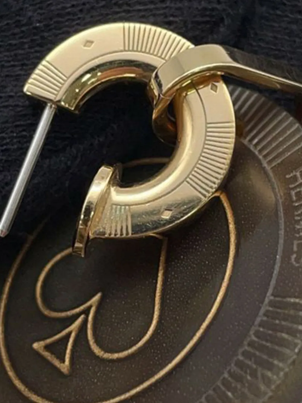 Pre-owned Hermes 2020-2025 Gold Plated Horn Faites Vos Jeux Push Back Earrings Costume Earrings In Brown