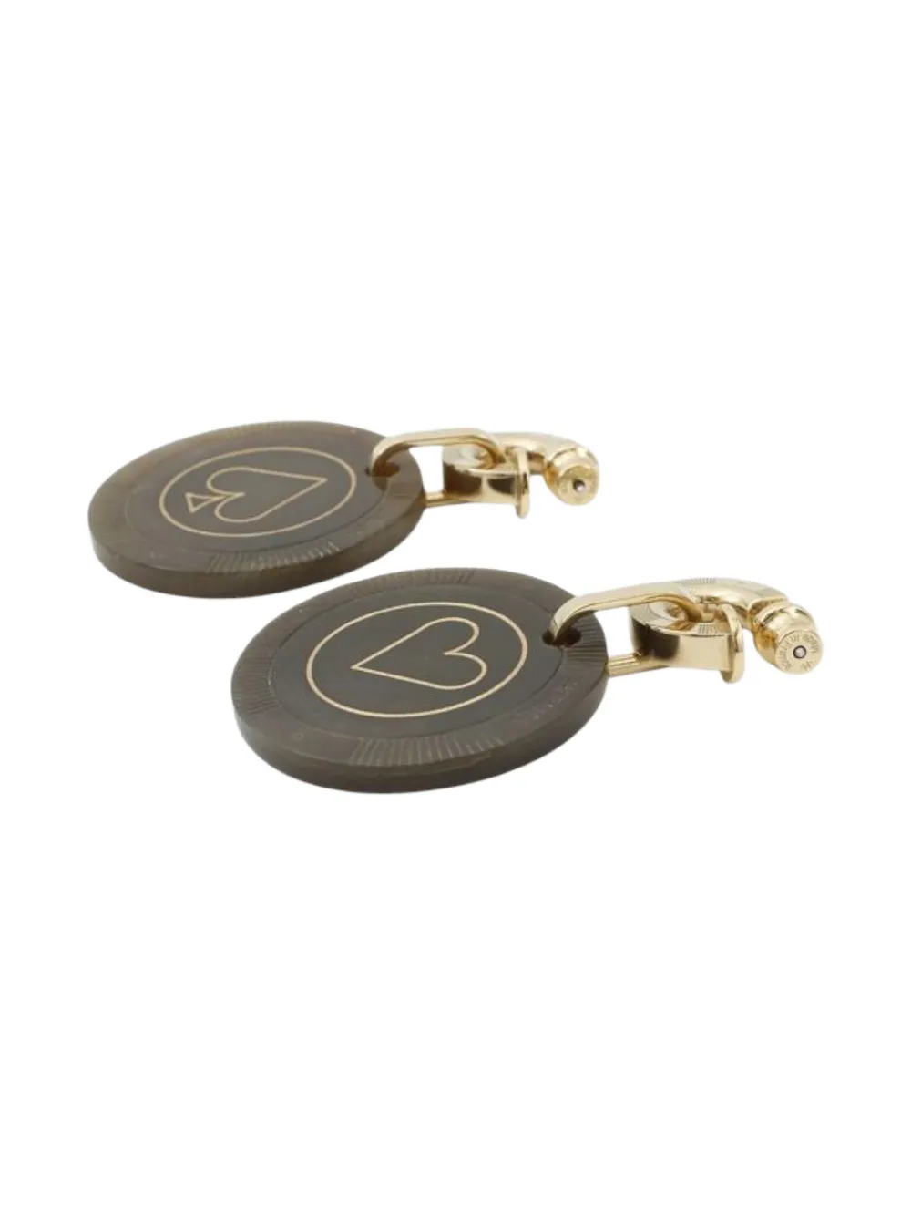 Pre-owned Hermes 2020-2025 Gold Plated Horn Faites Vos Jeux Push Back Earrings Costume Earrings In Brown