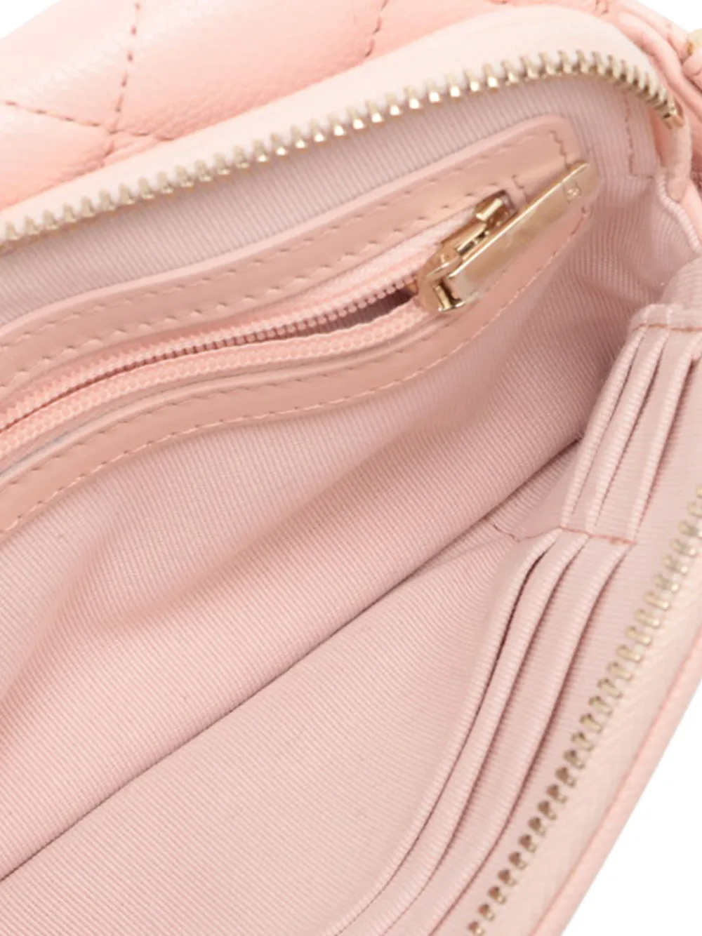 Pre-owned Chanel 2021-2025 Cc Quilted Caviar Flap Phone Holder Wallet On Chain Crossbody Bag In Pink