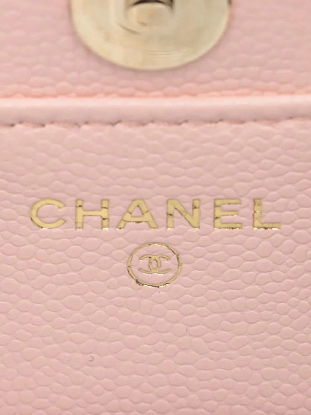 Pre-owned Chanel 2021-2025 Cc Quilted Caviar Flap Phone Holder Wallet On Chain Crossbody Bag In Pink