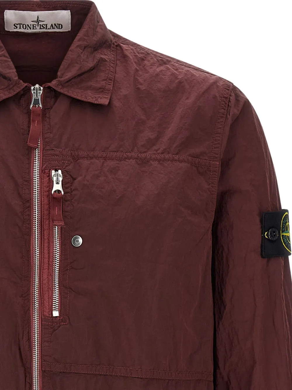 Stone Island Overhemd met logopatch en gekreukt effect Rood