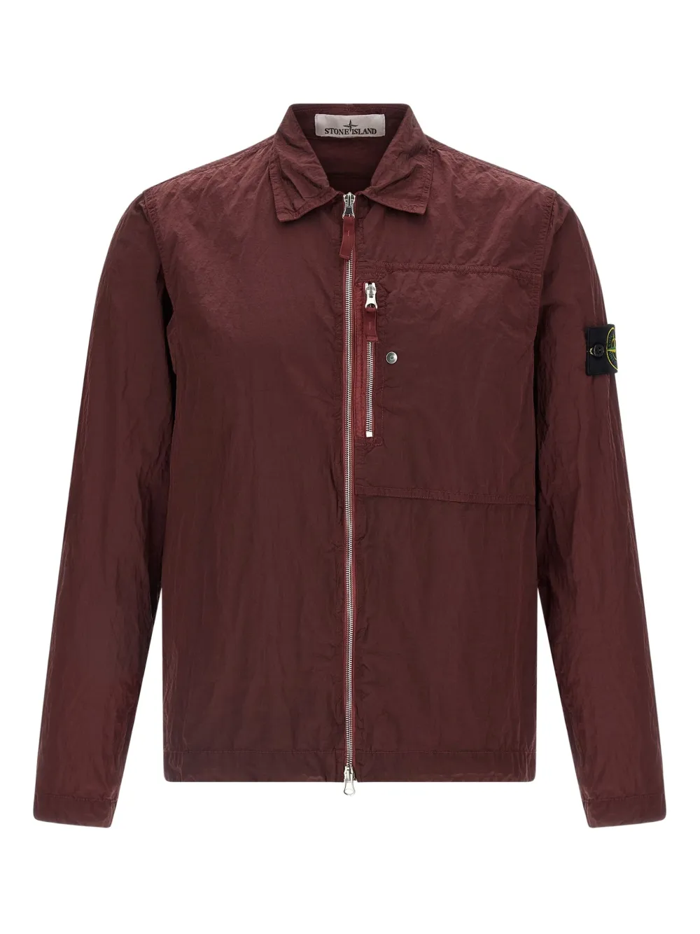 Stone Island wrinkled logo badge shirt - レッド Stone Island wrinkled logo badge shirt - レッド