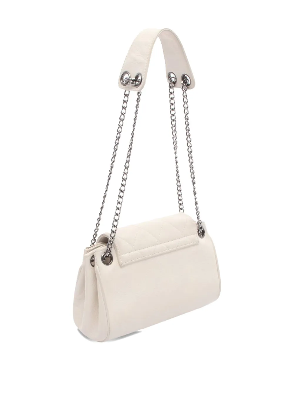 CHANEL Pre-owned 2003-2004 Cc Quilted Lambskin Turn Lock Flap Bag Shoulder Bag In White