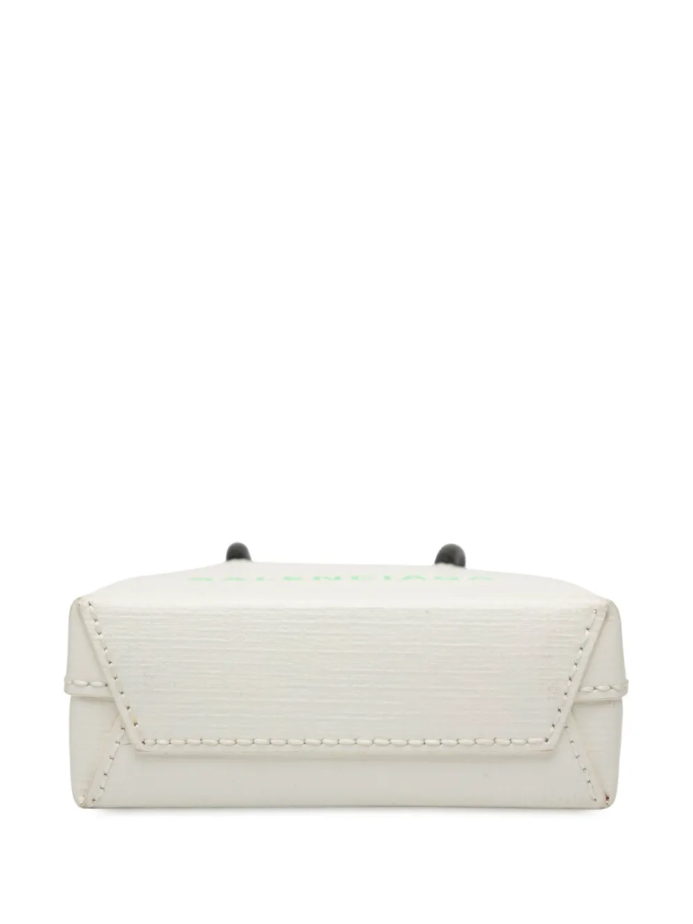 Pre-owned Balenciaga 2010-2025 Mini Calfskin Logo Shopping Phone Holder Satchel In White