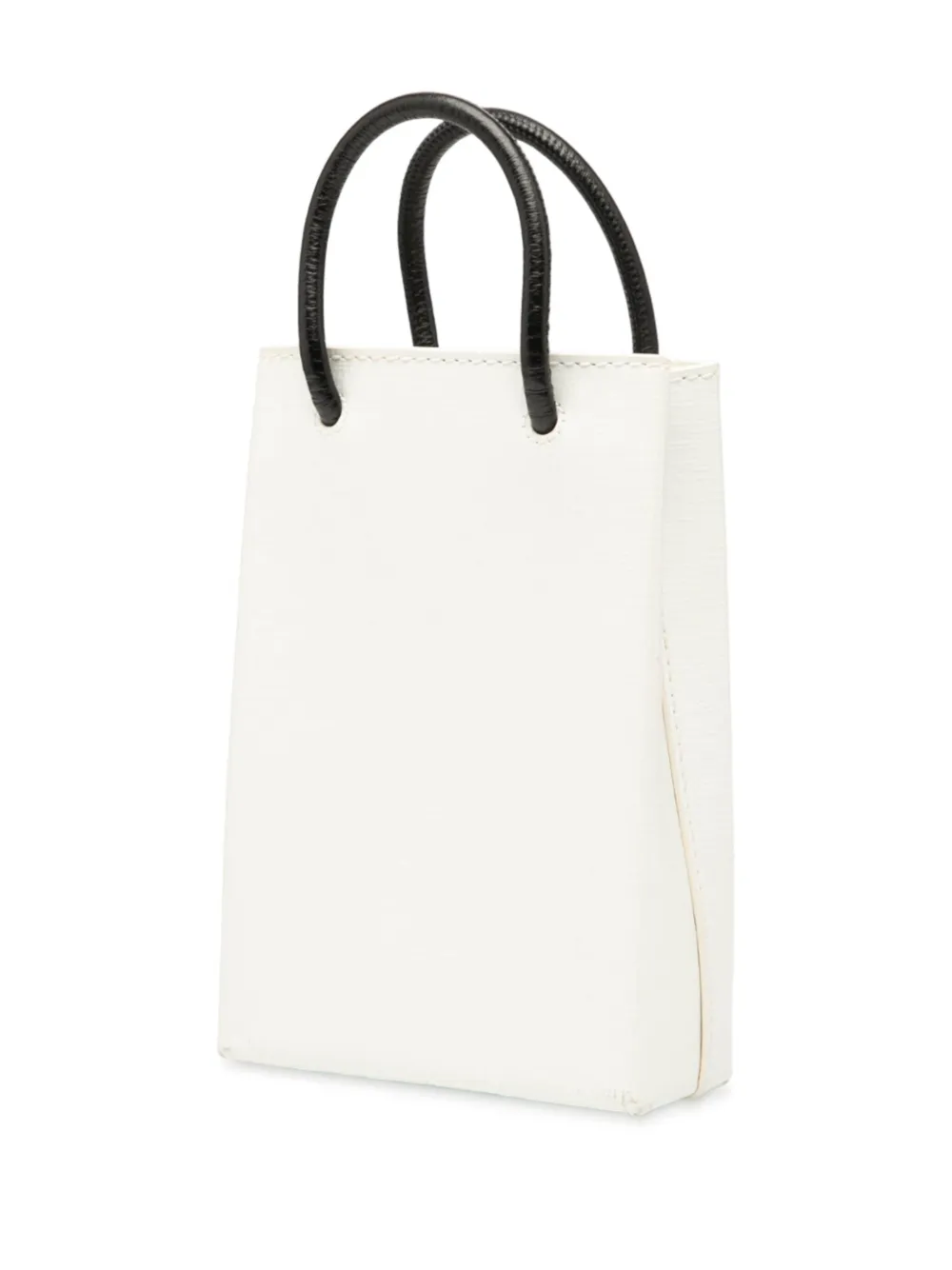 Pre-owned Balenciaga 2010-2025 Mini Calfskin Logo Shopping Phone Holder Satchel In White