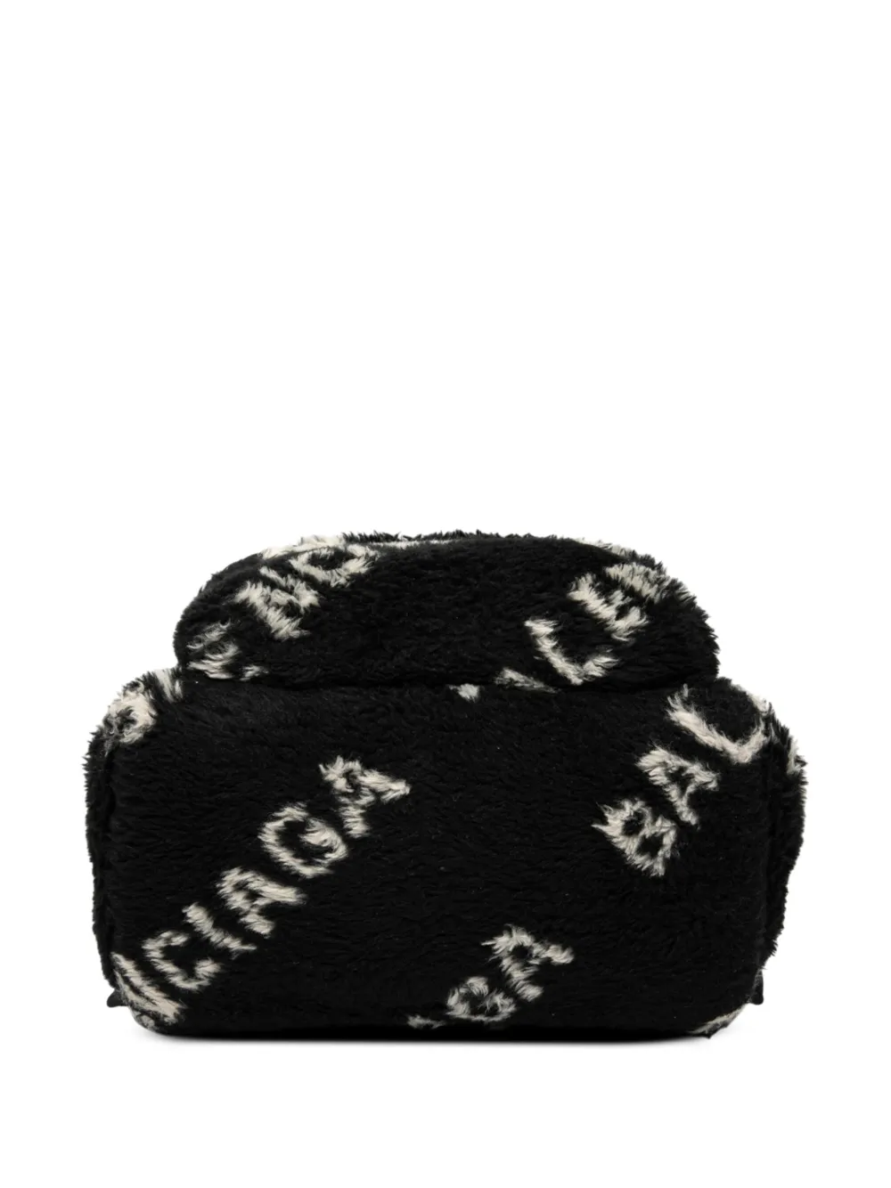 BALENCIAGA Pre-owned 2019 Small Faux Fur Diagonal Logo Everyday Backpack In Black