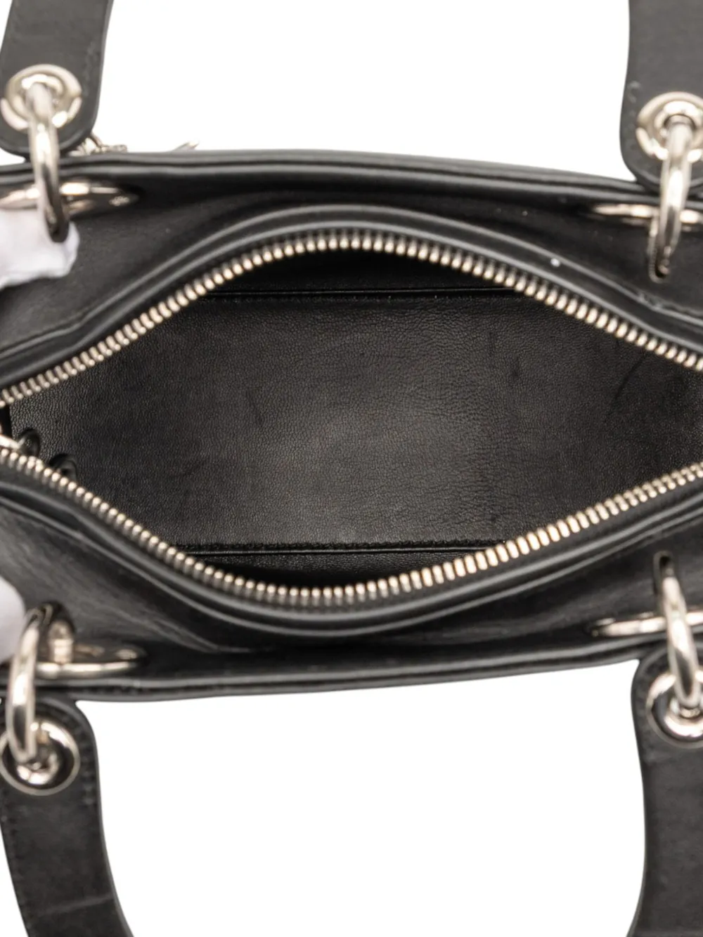 Pre-owned Dior 2015 Medium Calfskin Paradise Lady  Satchel In Black