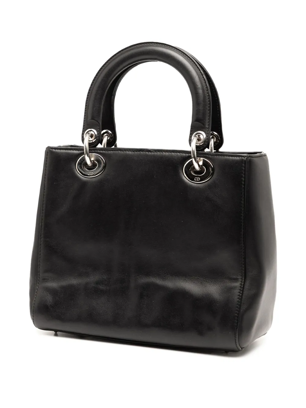 Pre-owned Dior 2015 Medium Calfskin Paradise Lady  Satchel In Black