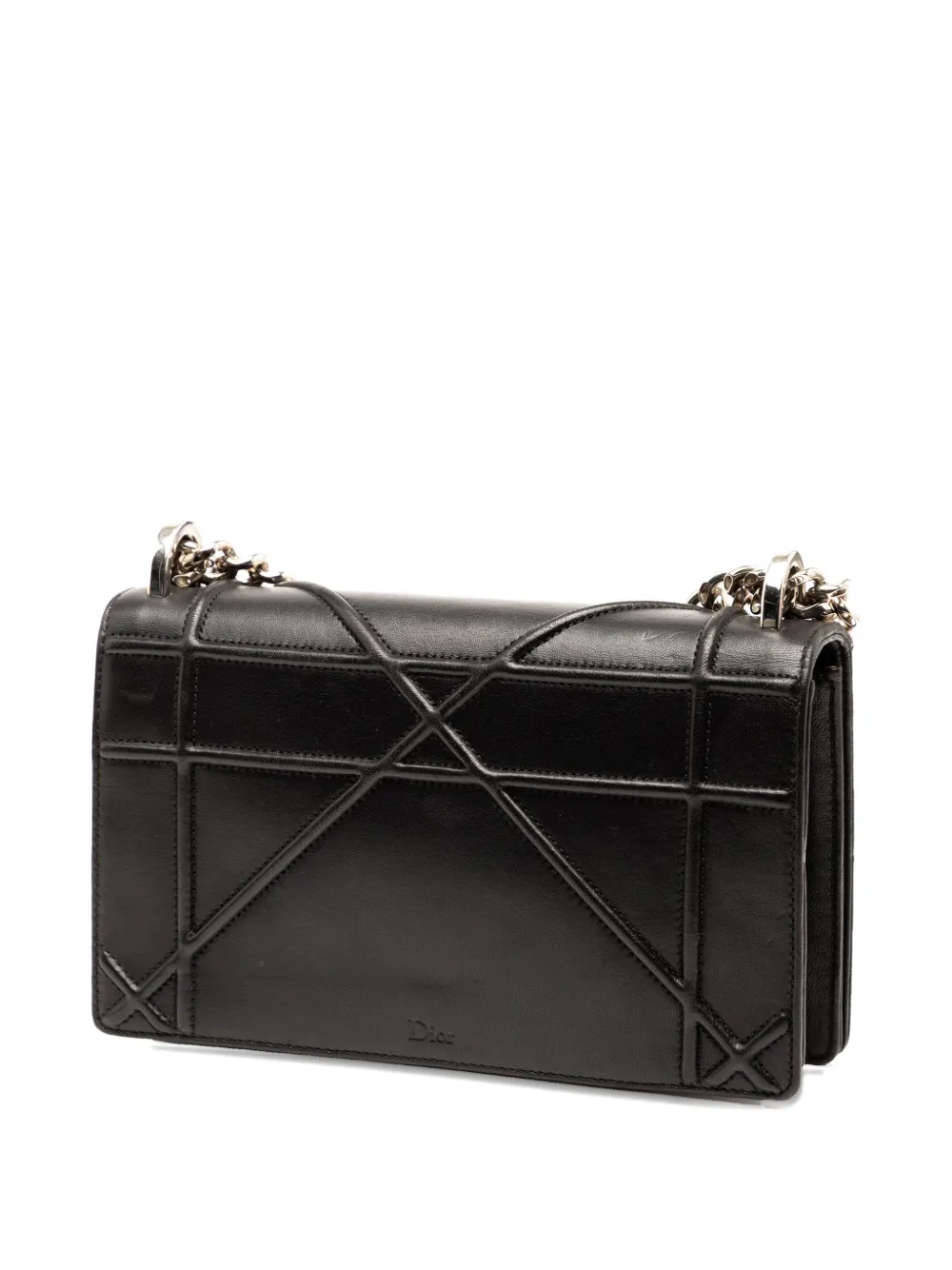 DIOR Pre-owned 2015 Small Lambskin Ama Flap Crossbody Bag In Black