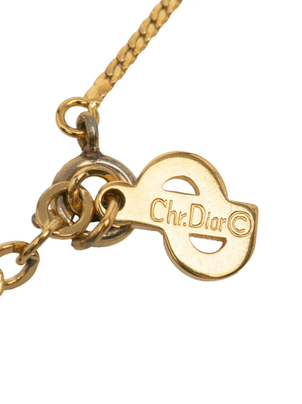 DIOR Pre-owned 2000-2025 Gold Plated Cd Logo Plate Pendant Necklace Costume Necklace