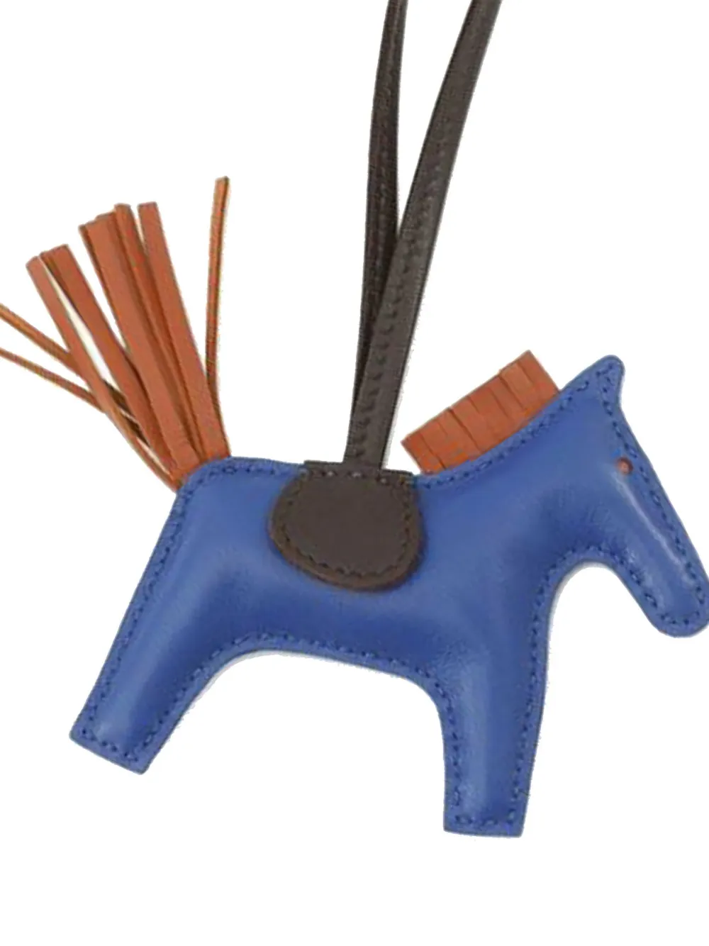 Pre-owned Hermes 2022 Milo Lambskin Grigri Rodeo Horse Bag Charm Pm Key Chain In Blue