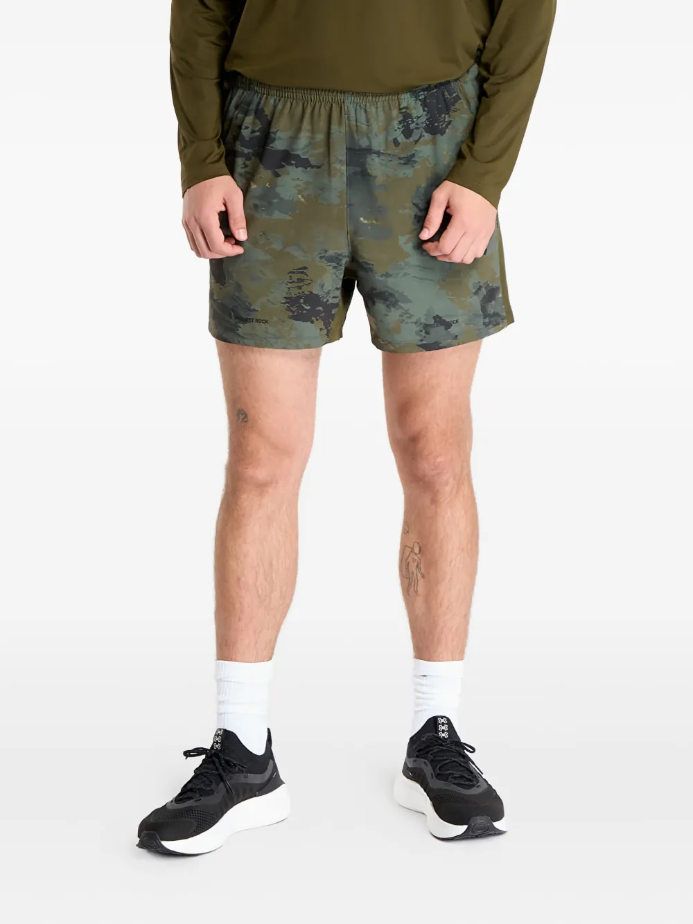 Under Armour Elastic-waistband Camouflage Shorts In Green